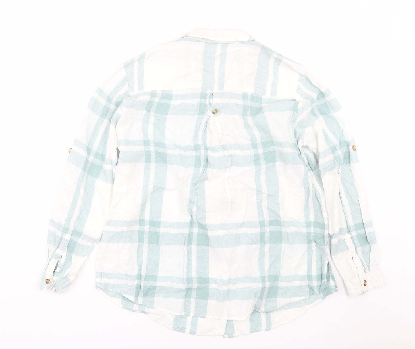 Bonmarche Womens Blue Plaid  Basic Blouse Size 12