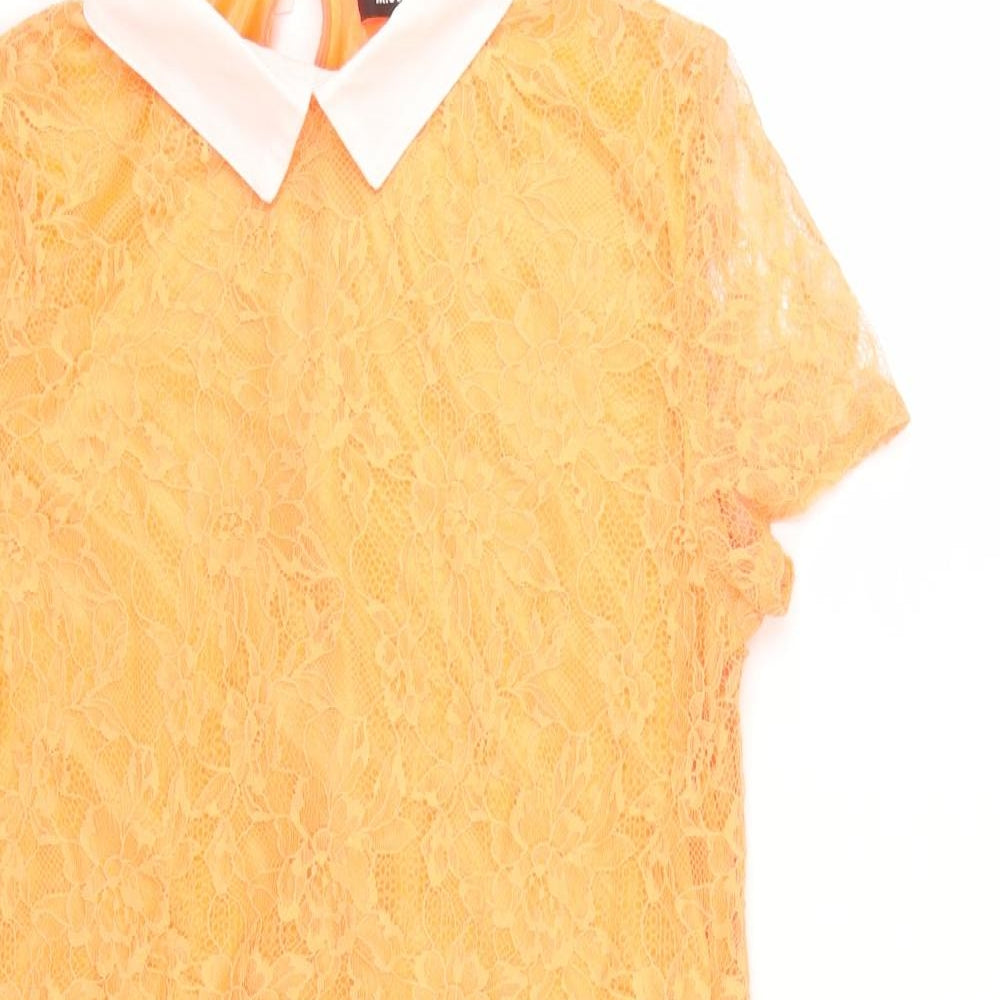 Missguided Womens Orange Floral  T-Shirt Dress  Size 10