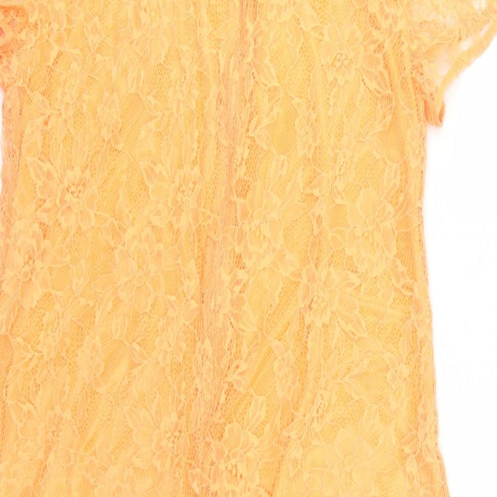 Missguided Womens Orange Floral  T-Shirt Dress  Size 10