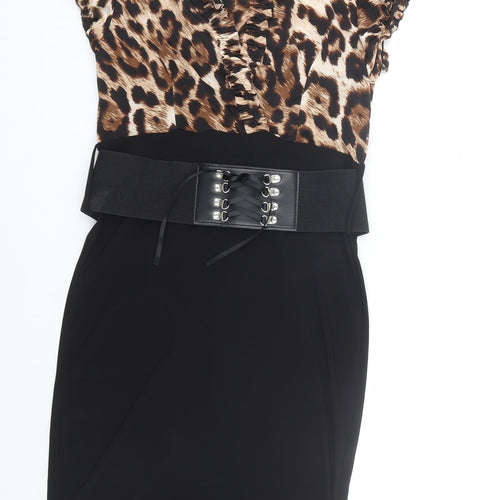 Progress Womens Brown Animal Print  T-Shirt Dress  Size S