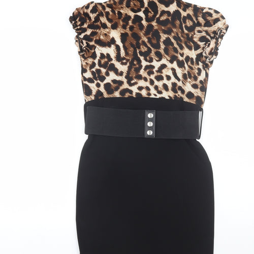 Progress Womens Brown Animal Print  T-Shirt Dress  Size S