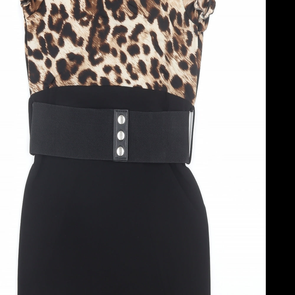 Progress Womens Brown Animal Print  T-Shirt Dress  Size S