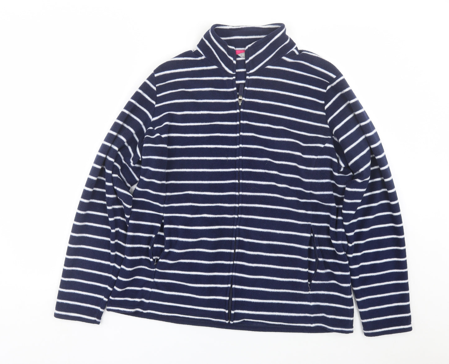 M&S Womens Blue Striped  Full Zip Sweatshirt Size 20