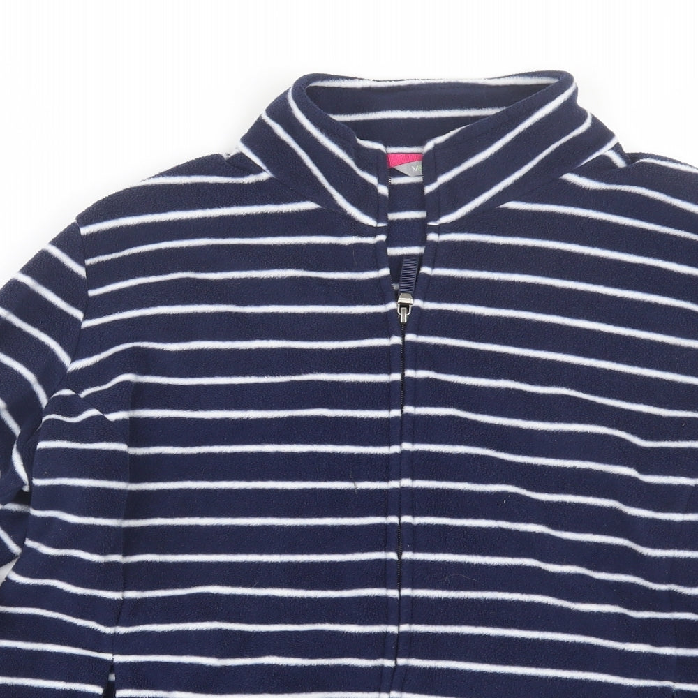 M&S Womens Blue Striped  Full Zip Sweatshirt Size 20