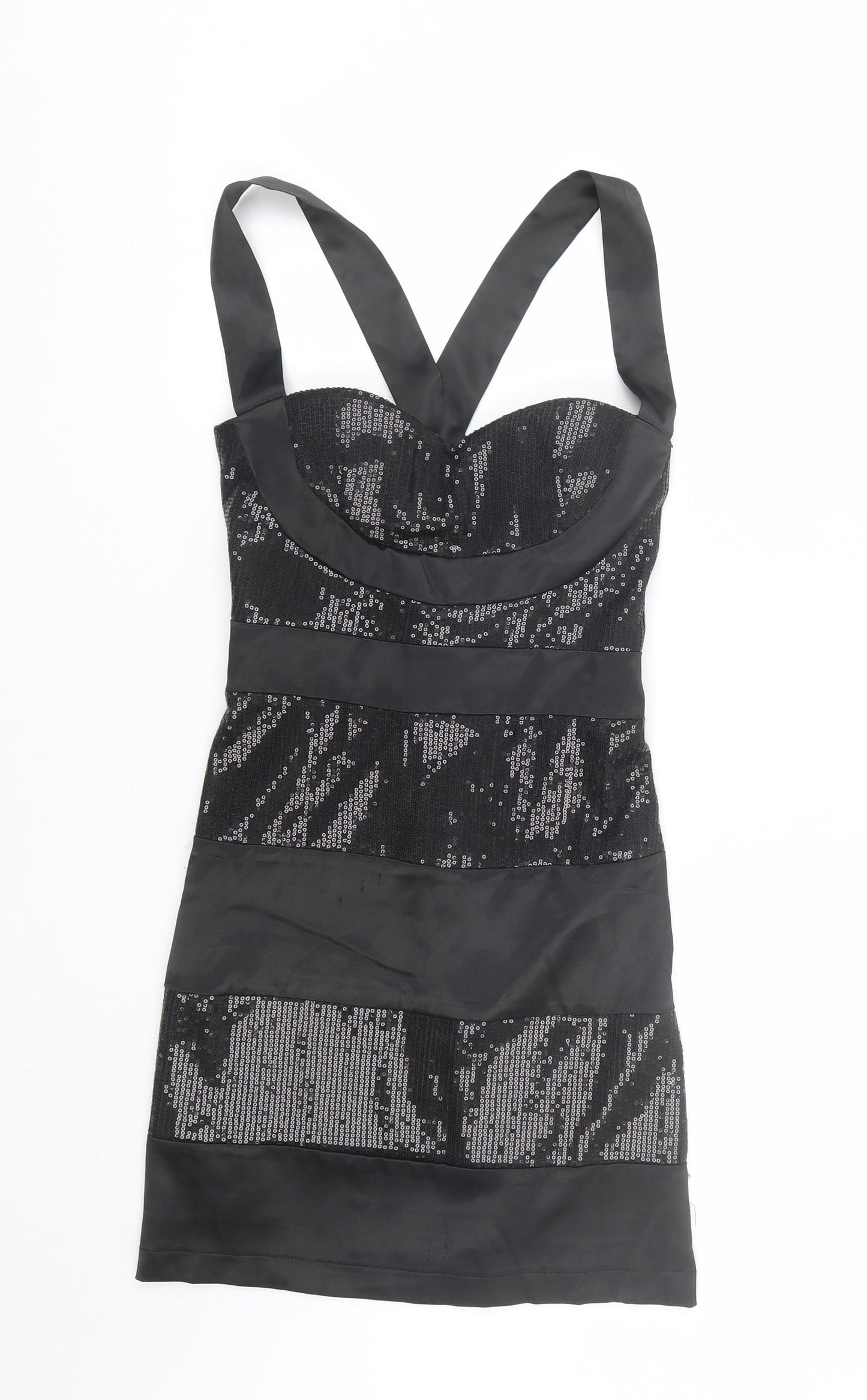 Heaven Womens Black Striped  Wrap Dress  Size 10