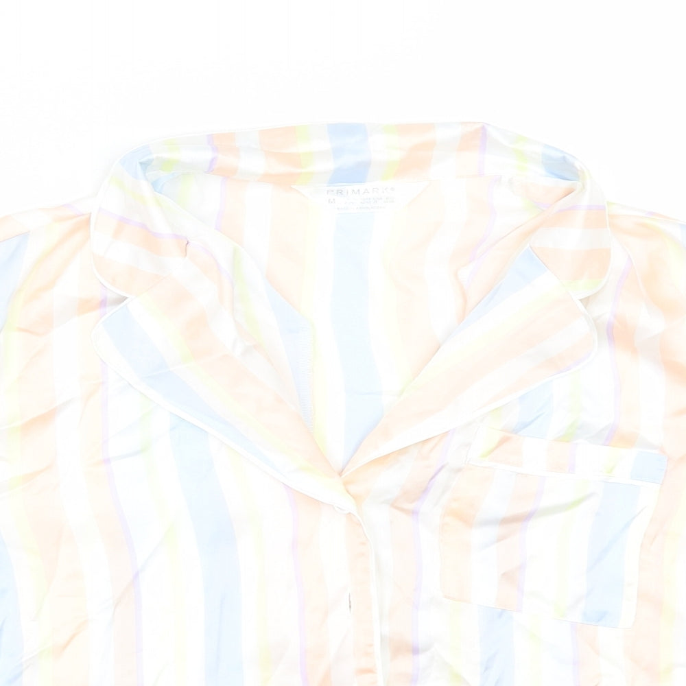 Primark Womens Multicoloured Striped  Capri Pyjama Top Size M