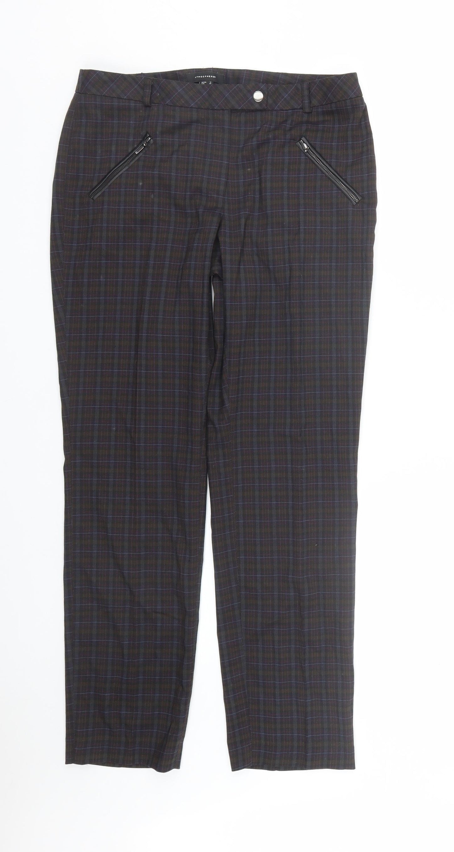 Atmosphere Womens Multicoloured Plaid  Trousers  Size 12 L27 in