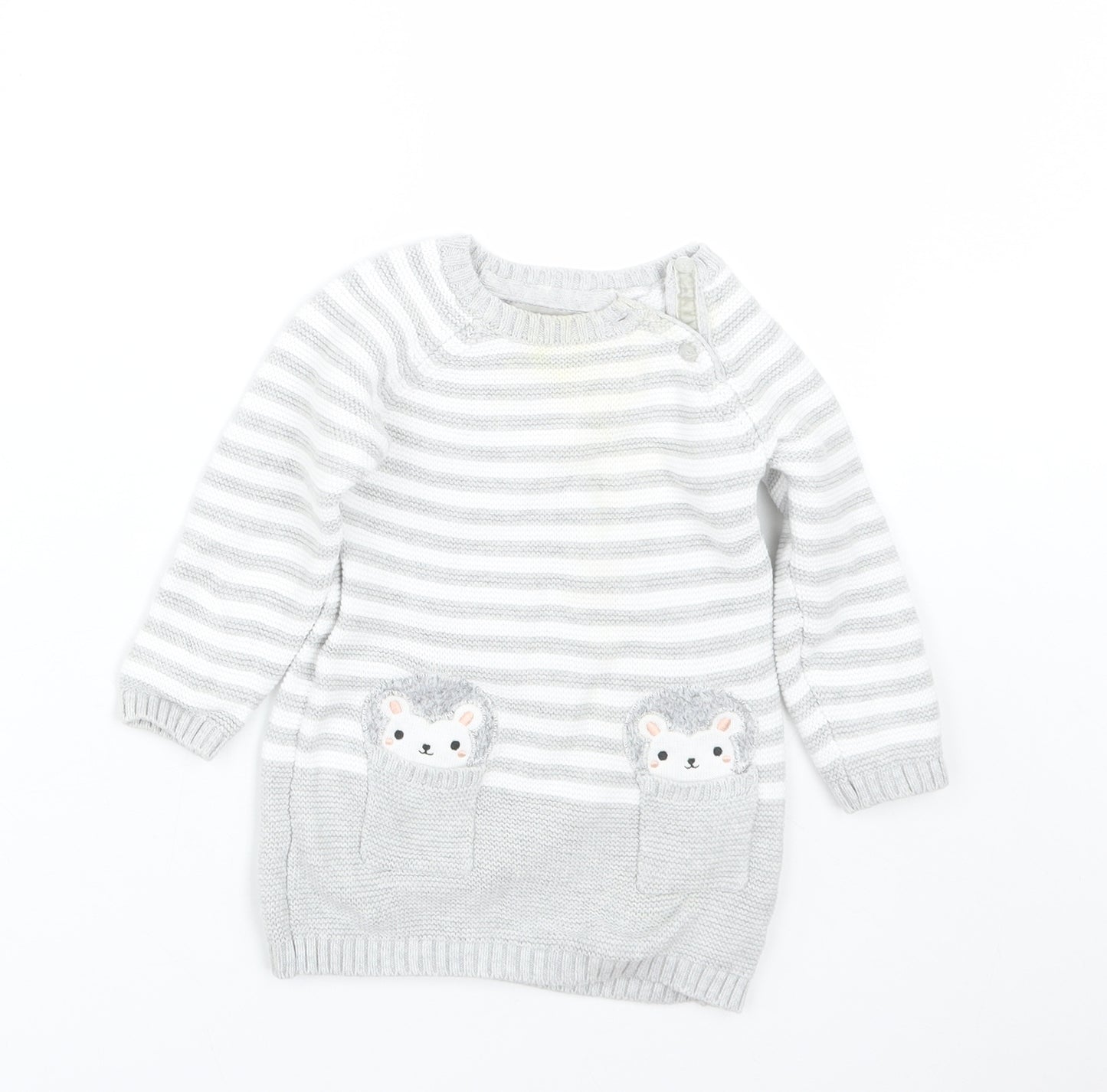 Primark Girls Grey Spotted  Pullover Jumper Size 18-24 Months  - hedgehog