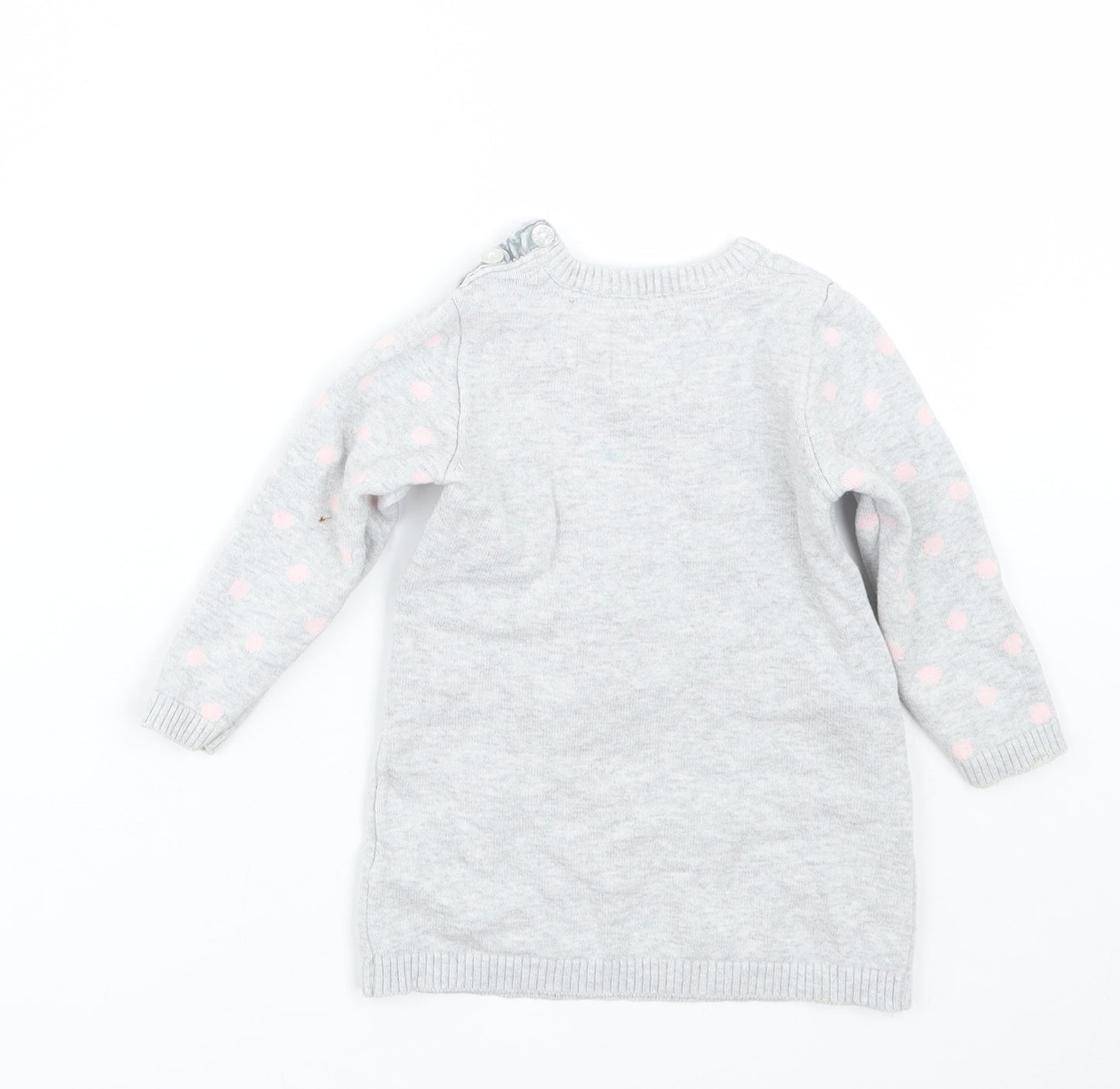 Primark Girls Grey Polka Dot  Pullover Jumper Size 12-18 Months  - Minnie mouse