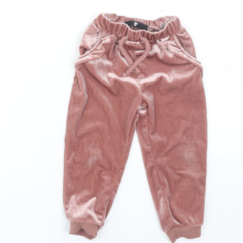 Very Girls Pink  Velour Jogger Trousers Size 18-24 Months