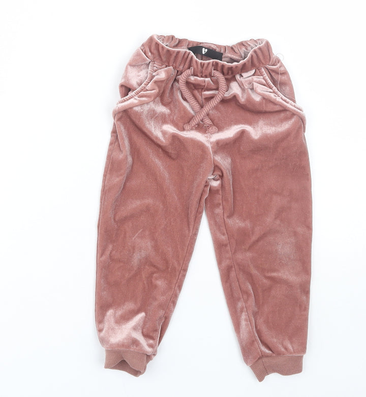 Very Girls Pink  Velour Jogger Trousers Size 18-24 Months