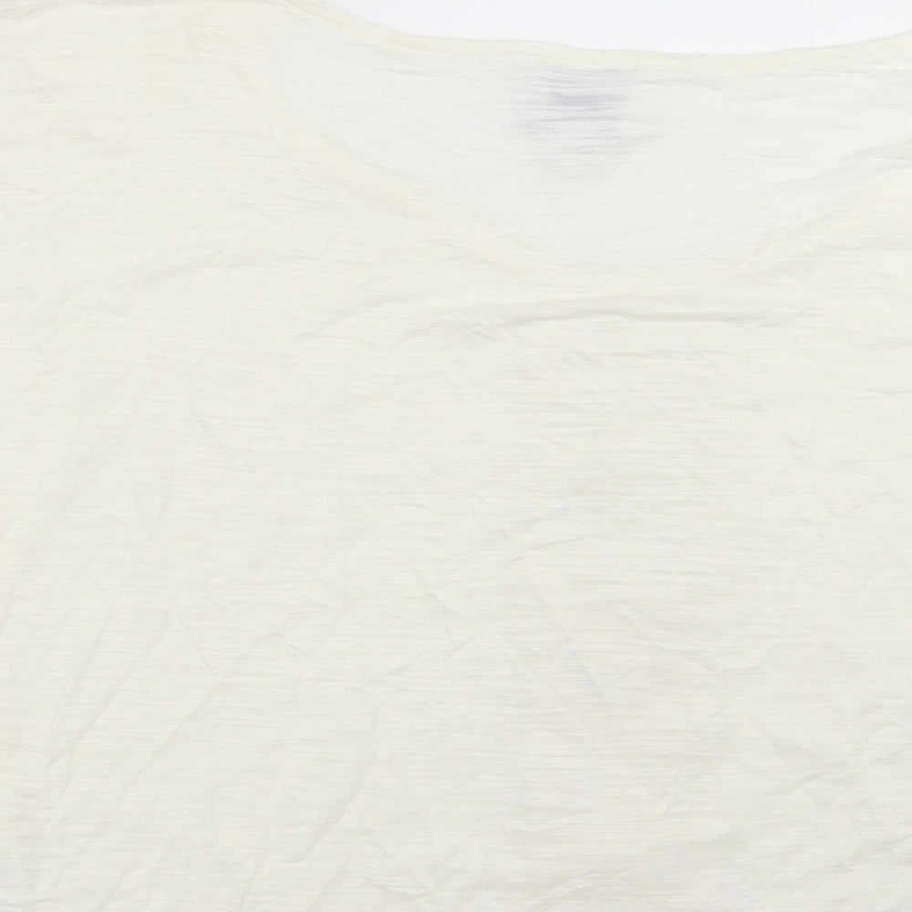 everette bleu Womens Ivory   Basic T-Shirt Size L  - crochet detail