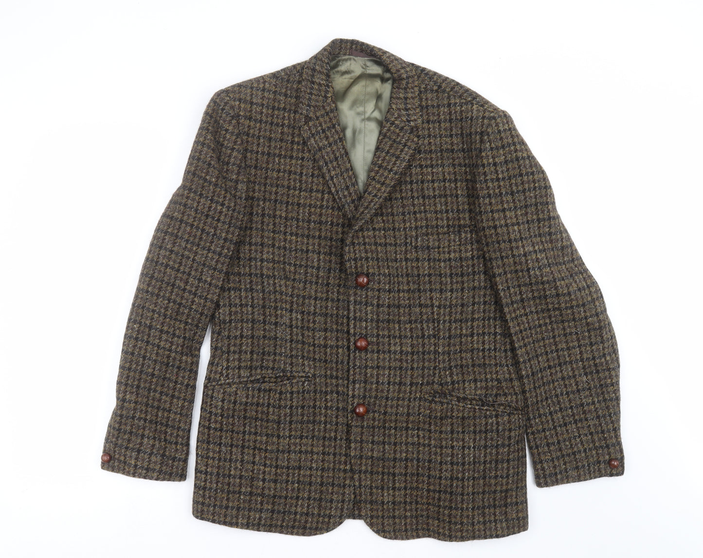 highlands & islands Mens Green Check Tweed Jacket Suit Jacket Size 36