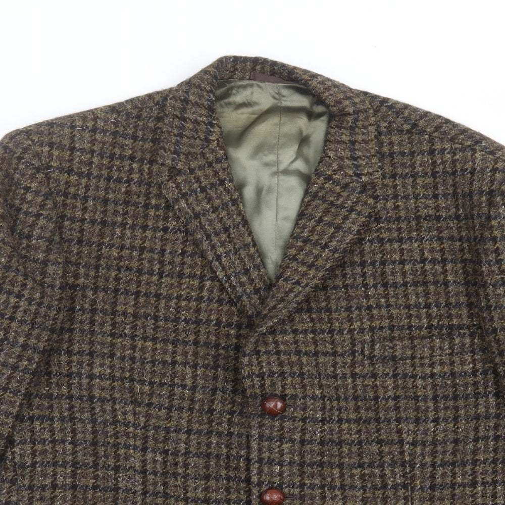 highlands & islands Mens Green Check Tweed Jacket Suit Jacket Size 36