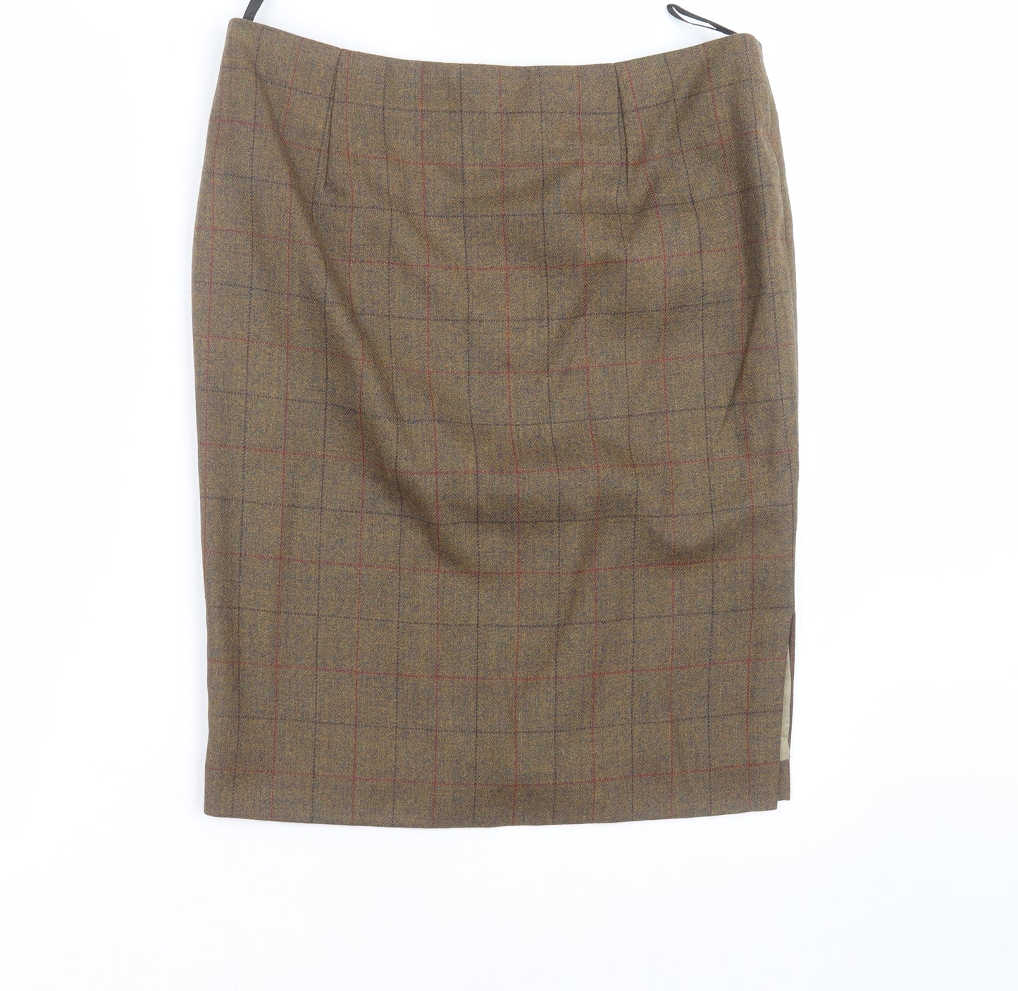 Enigma Womens Brown Check  Straight & Pencil Skirt Size 32 in