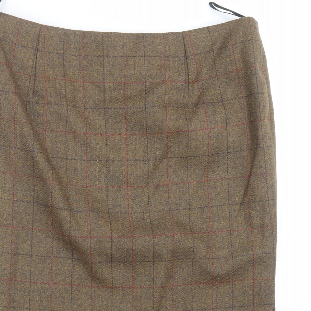 Enigma Womens Brown Check  Straight & Pencil Skirt Size 32 in