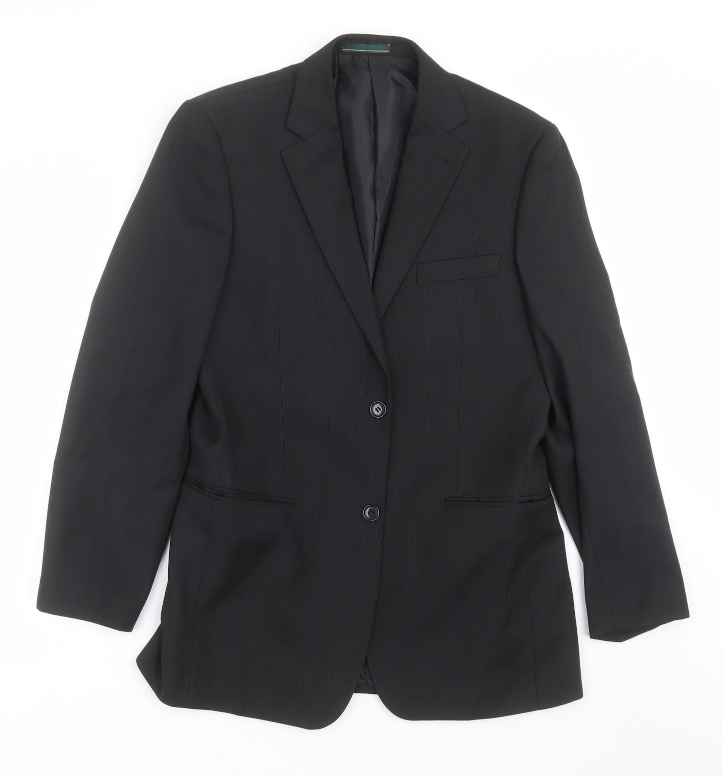 GREENWOODS Mens Black Striped  Jacket Suit Jacket Size 36