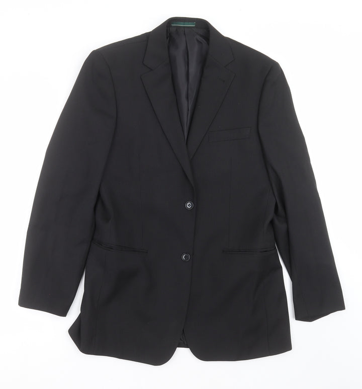GREENWOODS Mens Black Striped  Jacket Suit Jacket Size 36