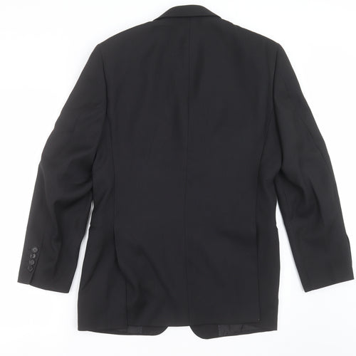 GREENWOODS Mens Black Striped  Jacket Suit Jacket Size 36