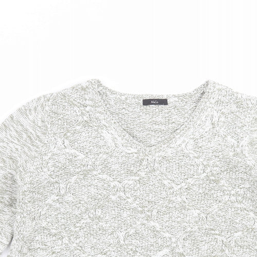 M&Co Womens Green Geometric Knit Pullover Jumper Size 12
