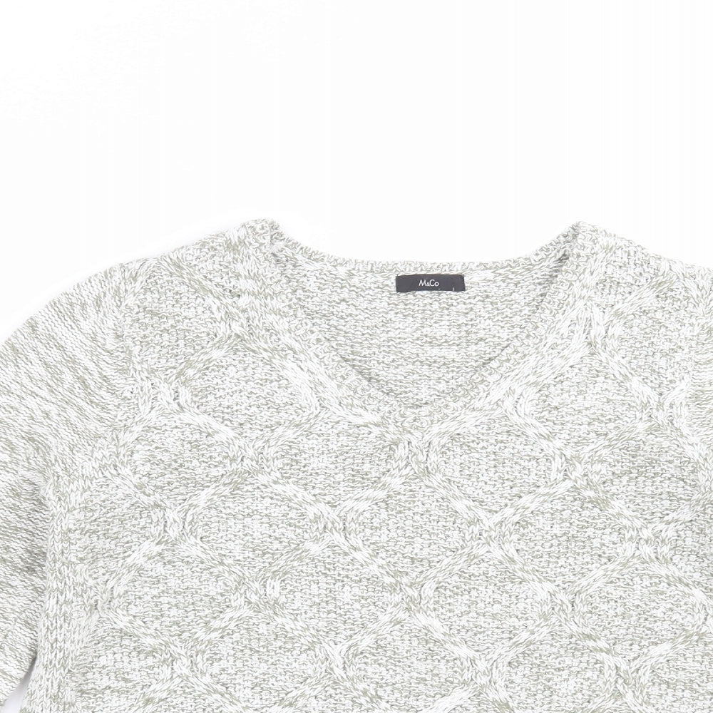 M&Co Womens Green Geometric Knit Pullover Jumper Size 12