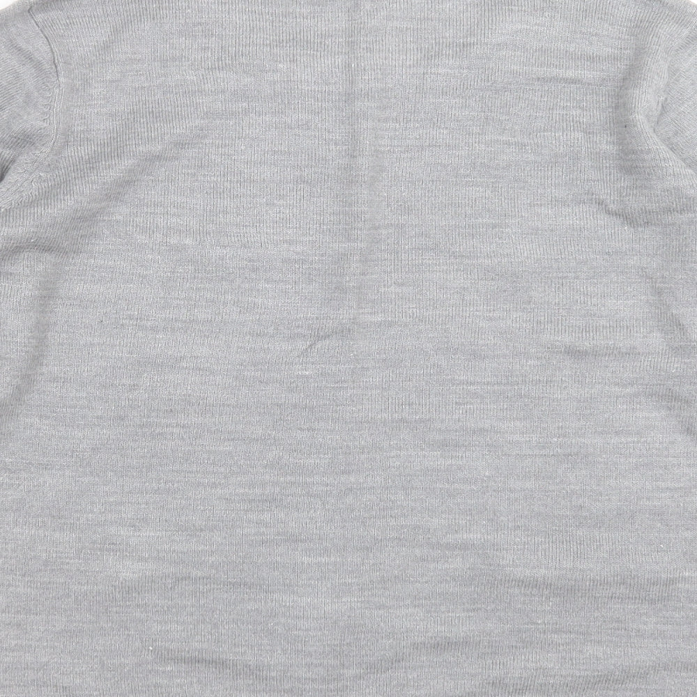 Classic Womens Grey Striped Knit Pullover Jumper Size S  - beaded
