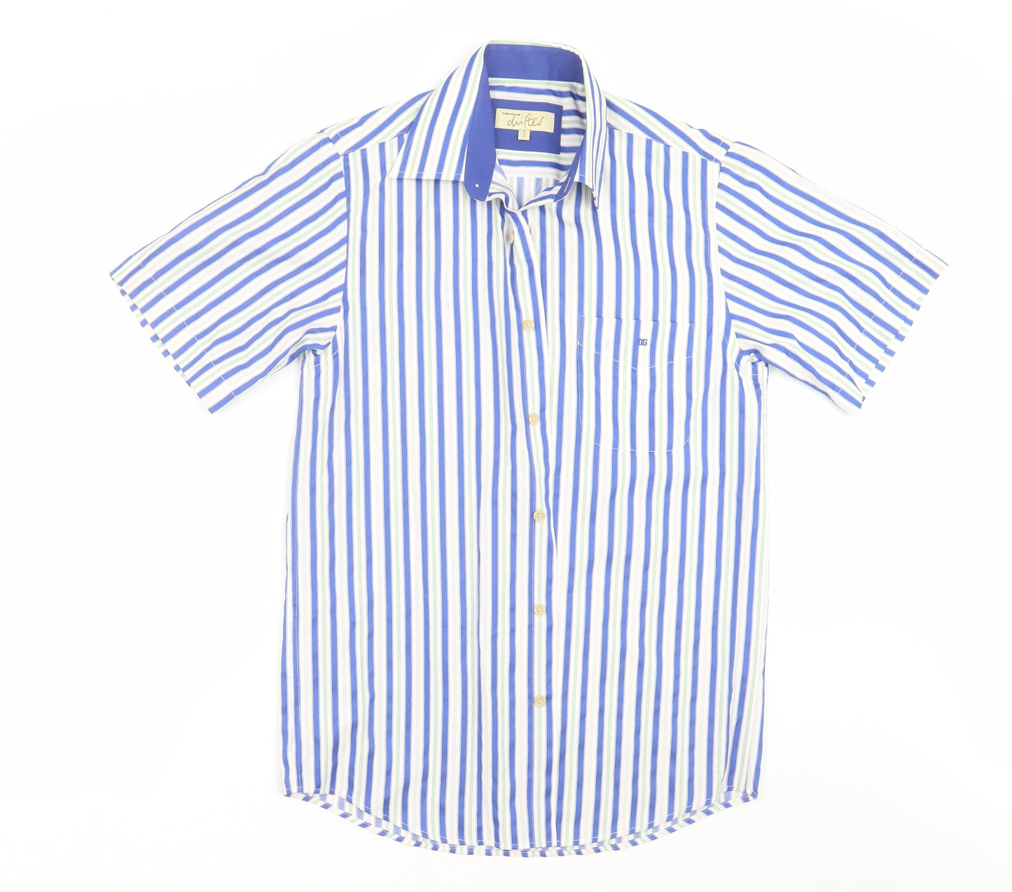 Drifter Mens Blue Striped   Dress Shirt Size S