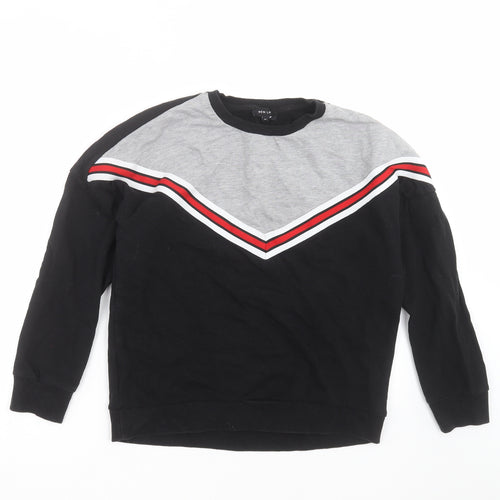 New Look Womens Black Geometric  Pullover Sweatshirt Size 10