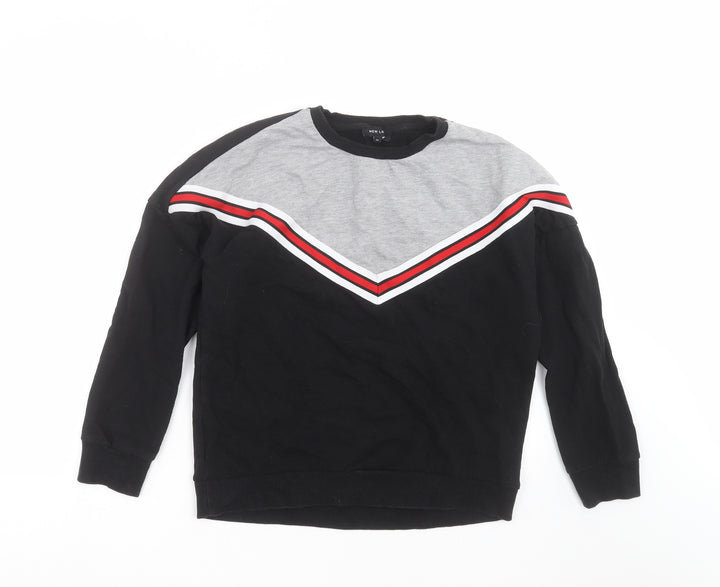 New Look Womens Black Geometric Pullover Sweatshirt Size 10