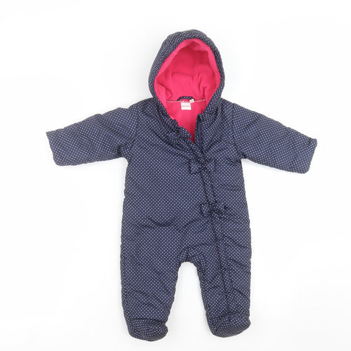 Blue Zoo Girls Blue Polka Dot  Jacket Snowsuit Size 3-6 Months