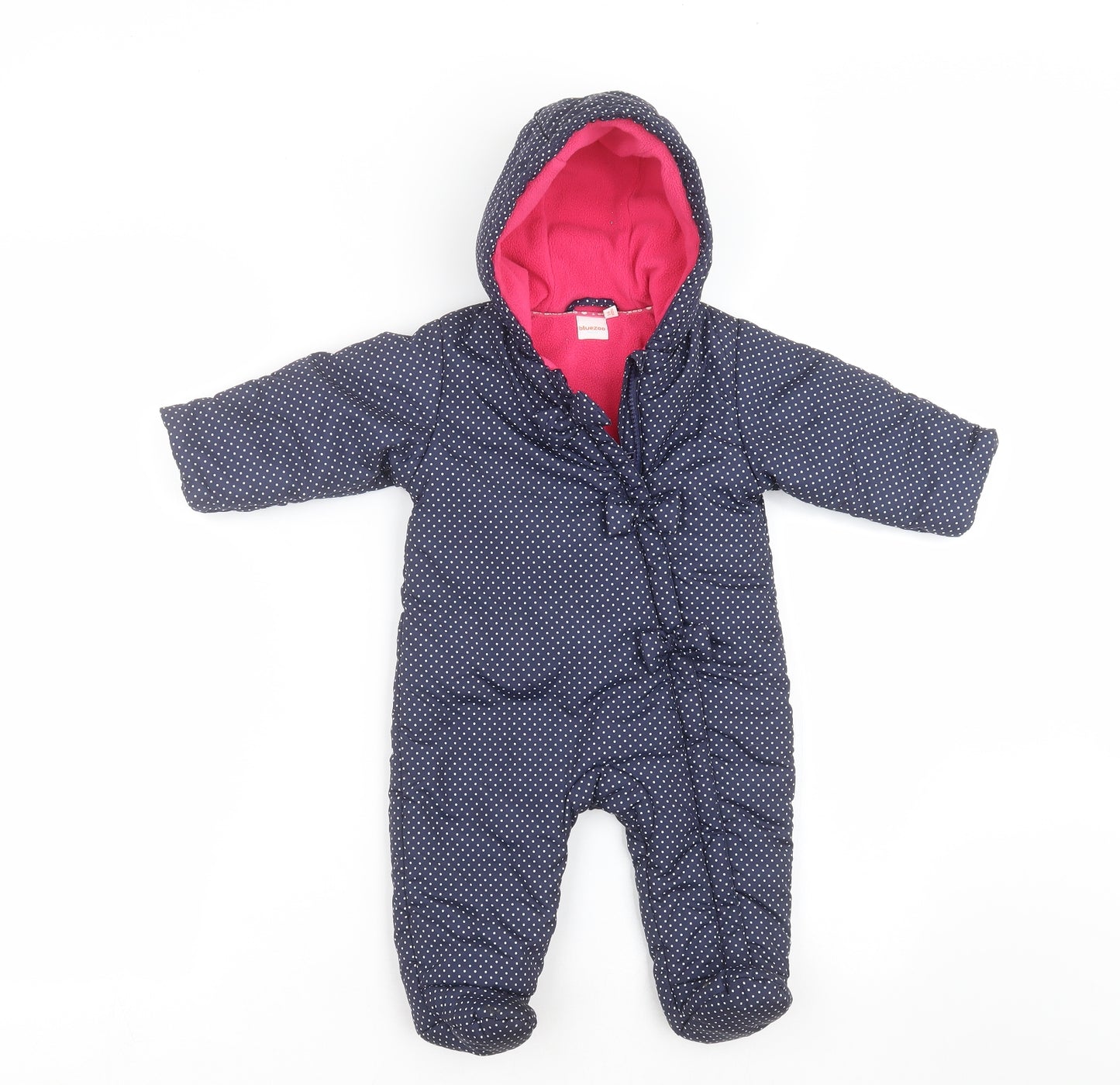 Blue Zoo Girls Blue Polka Dot  Jacket Snowsuit Size 3-6 Months