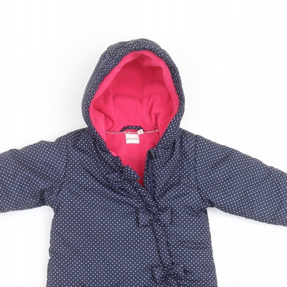 Blue Zoo Girls Blue Polka Dot  Jacket Snowsuit Size 3-6 Months