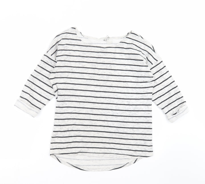 Divided by H&M Womens Grey Striped Pullover Sweatshirt Size S