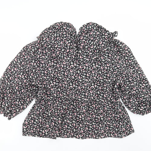 New Look Womens Black Floral  Basic Blouse Size 16