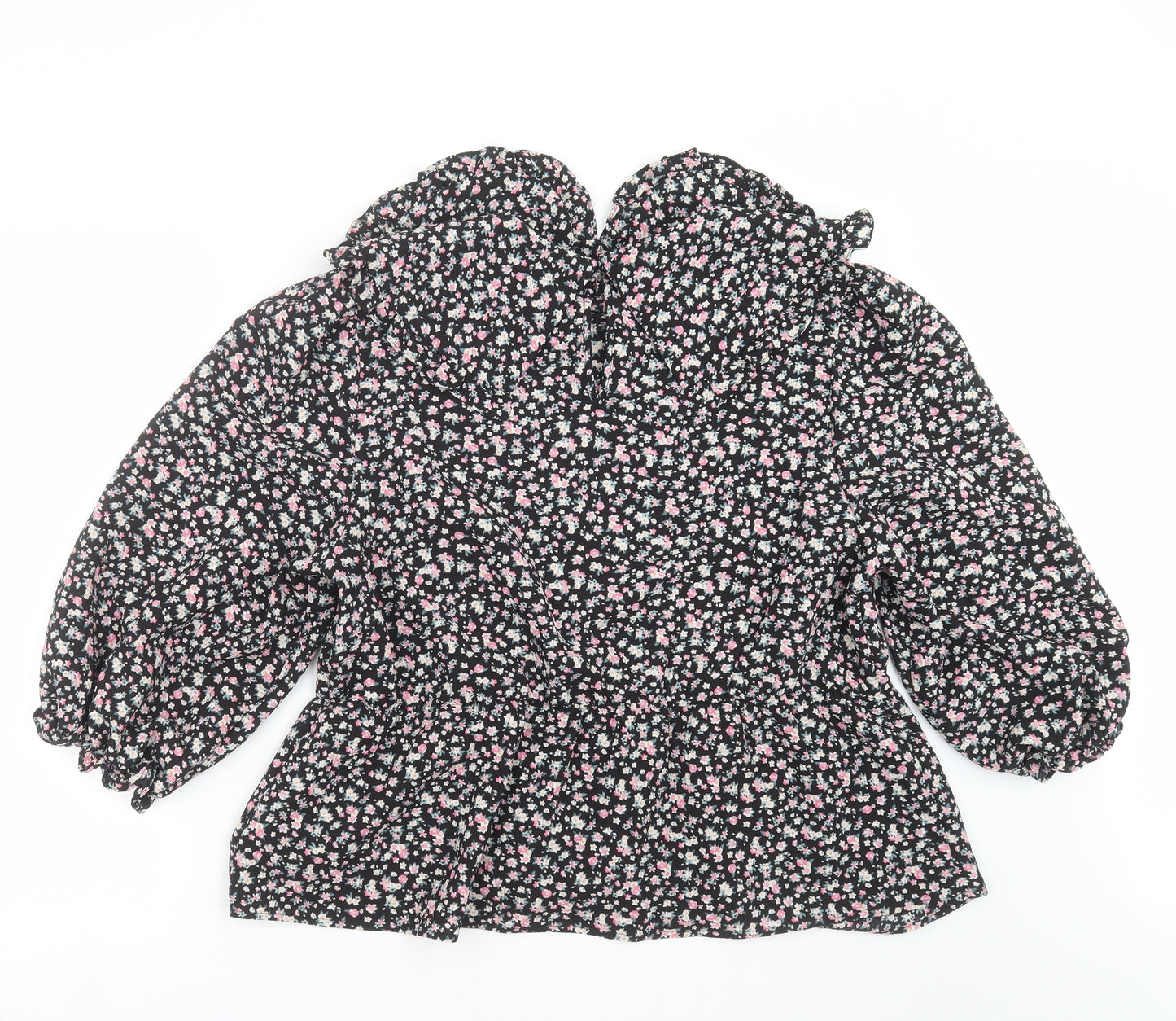 New Look Womens Black Floral  Basic Blouse Size 16