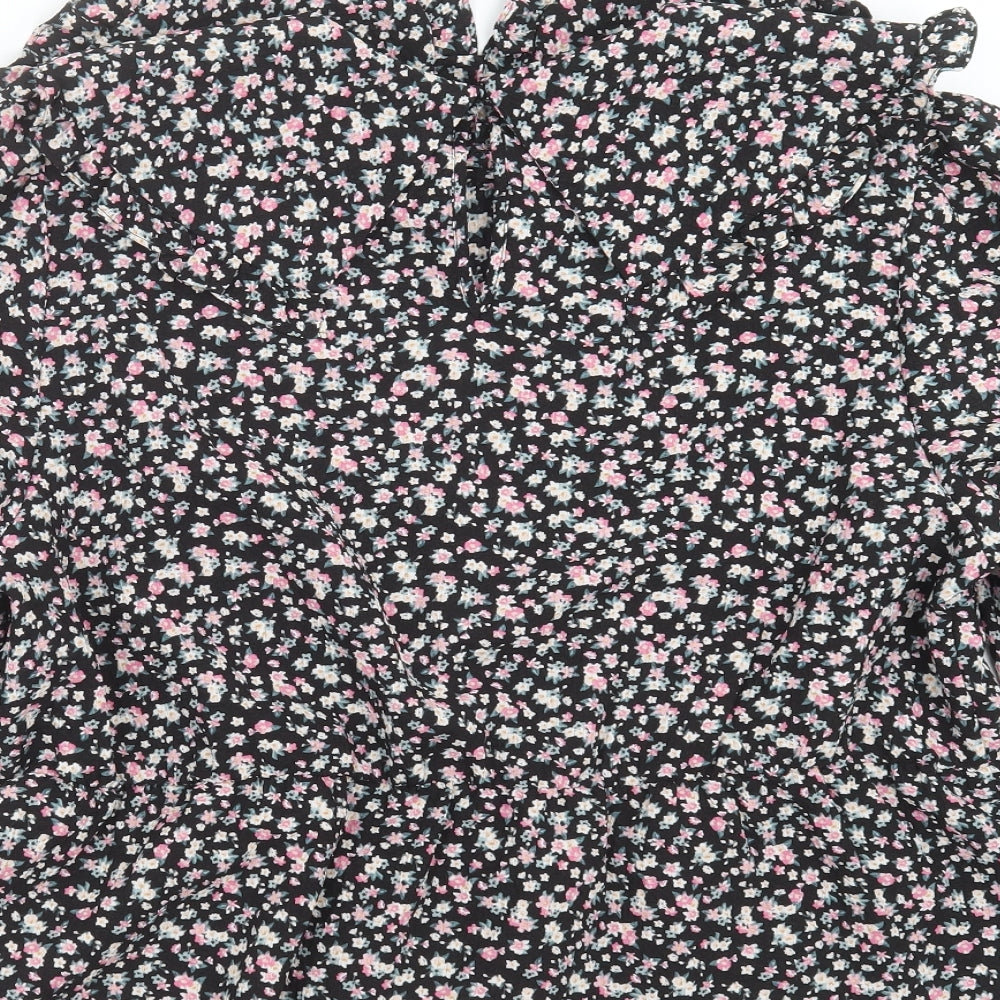 New Look Womens Black Floral  Basic Blouse Size 16