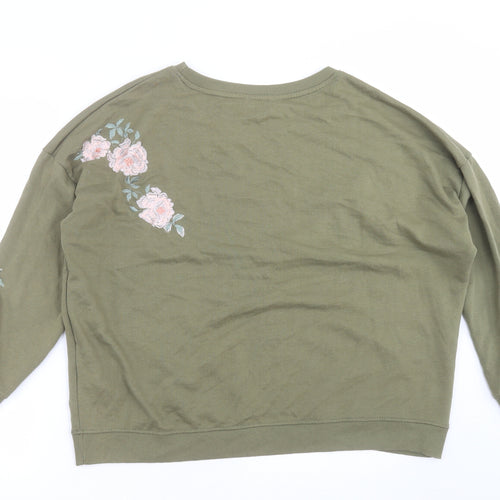 New Look Womens Green Floral  Pullover Sweatshirt Size 18  - Floral embroidery