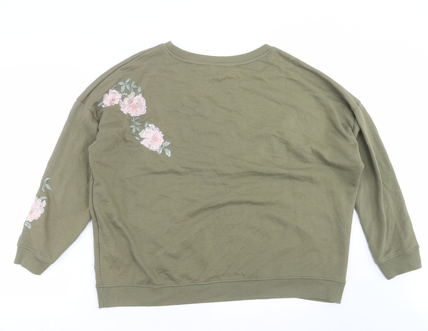 New Look Womens Green Floral  Pullover Sweatshirt Size 18  - Floral embroidery