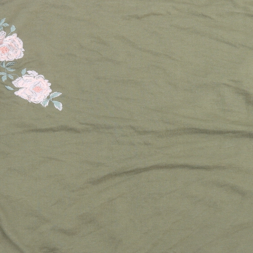 New Look Womens Green Floral  Pullover Sweatshirt Size 18  - Floral embroidery