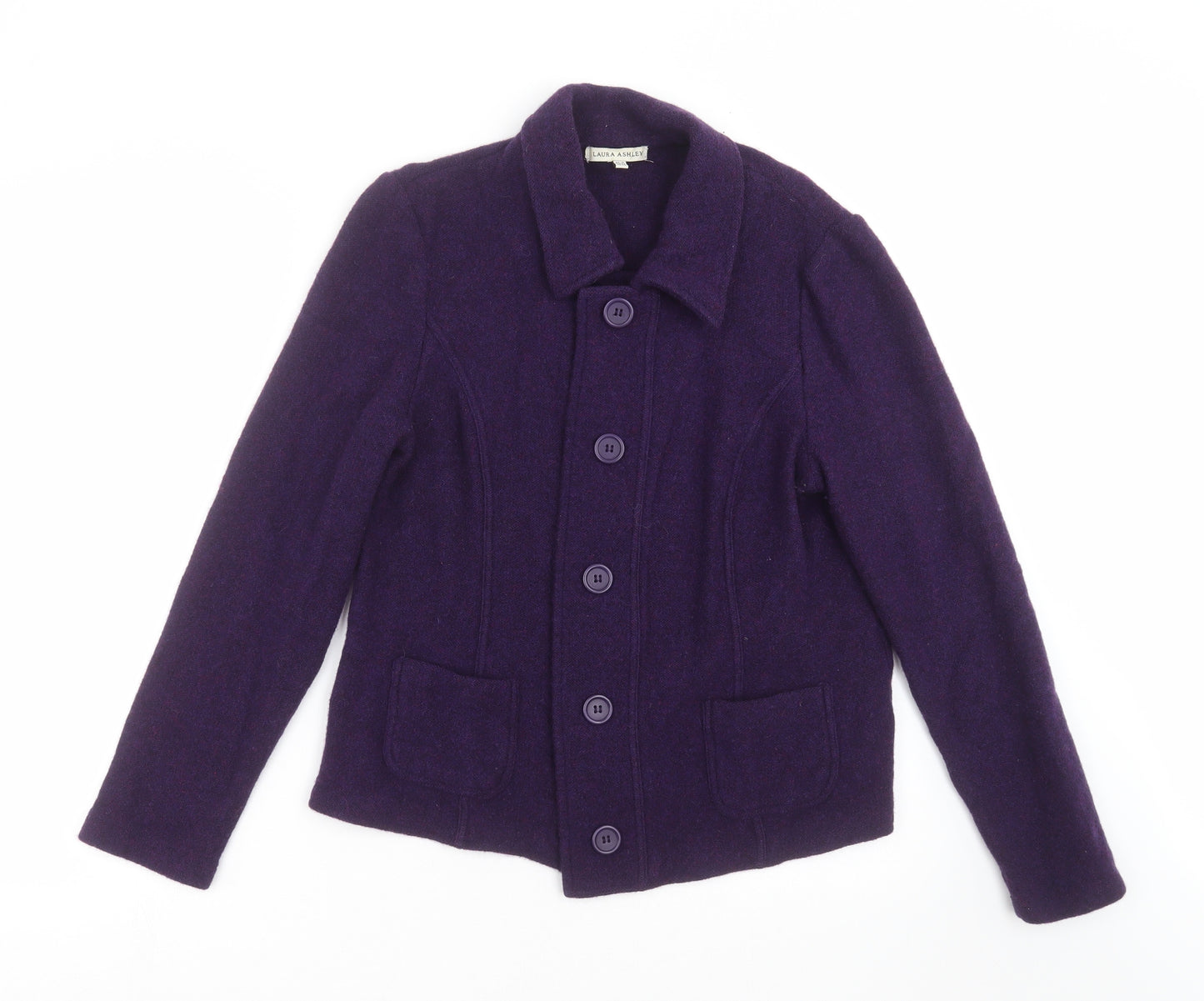 Laura Ashley Womens Purple  Knit Jacket Blazer Size 16