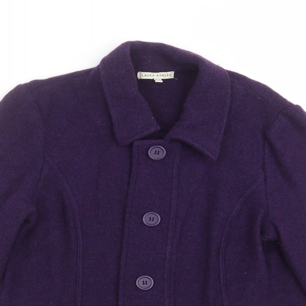 Laura Ashley Womens Purple  Knit Jacket Blazer Size 16