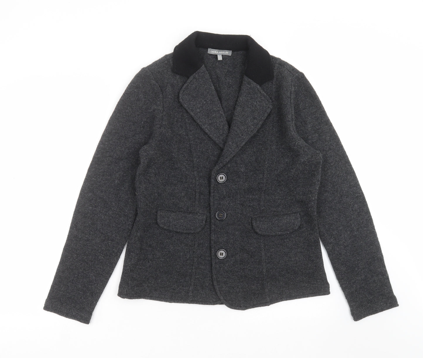 Laura Ashley Womens Grey  Knit Jacket Blazer Size 16
