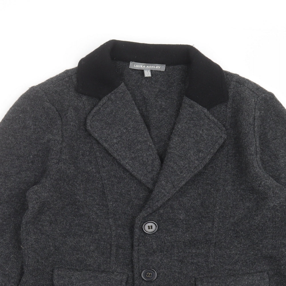 Laura Ashley Womens Grey  Knit Jacket Blazer Size 16