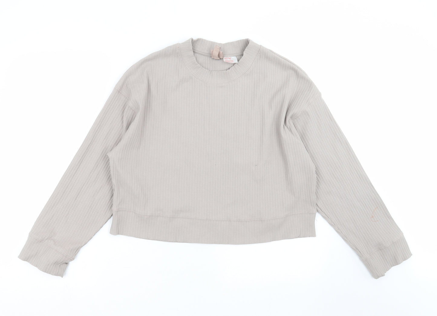 H&M Womens Grey Striped  Pullover Sweatshirt Size S  - cropped