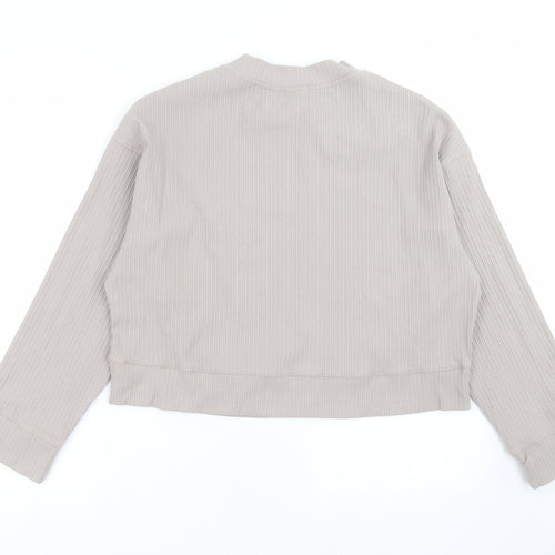 H&M Womens Grey Striped  Pullover Sweatshirt Size S  - cropped
