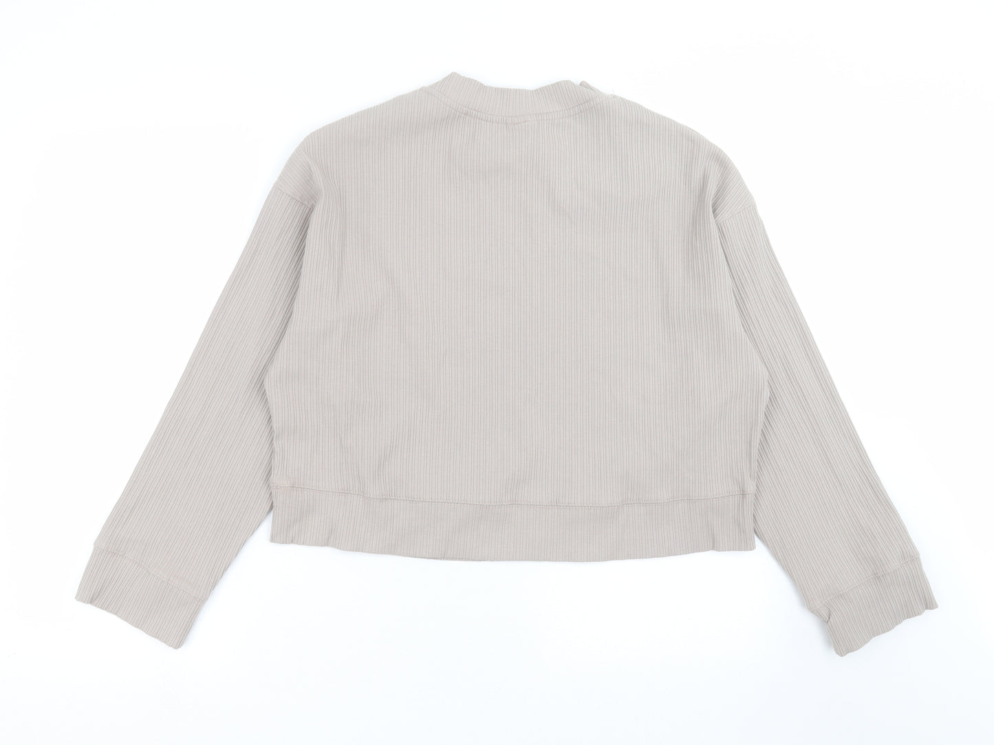 H&M Womens Grey Striped  Pullover Sweatshirt Size S  - cropped