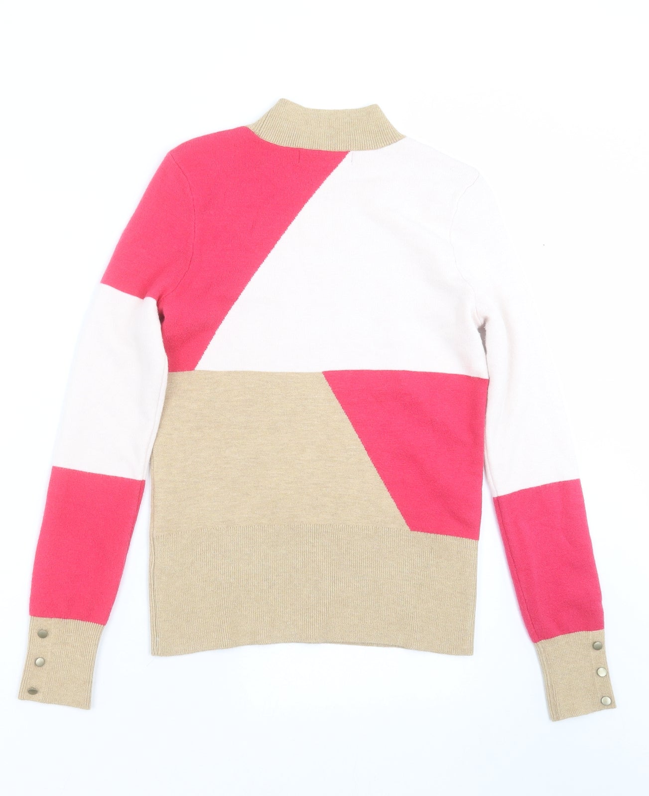 Marks and Spencer Womens Beige Geometric Knit Pullover Jumper Size 8