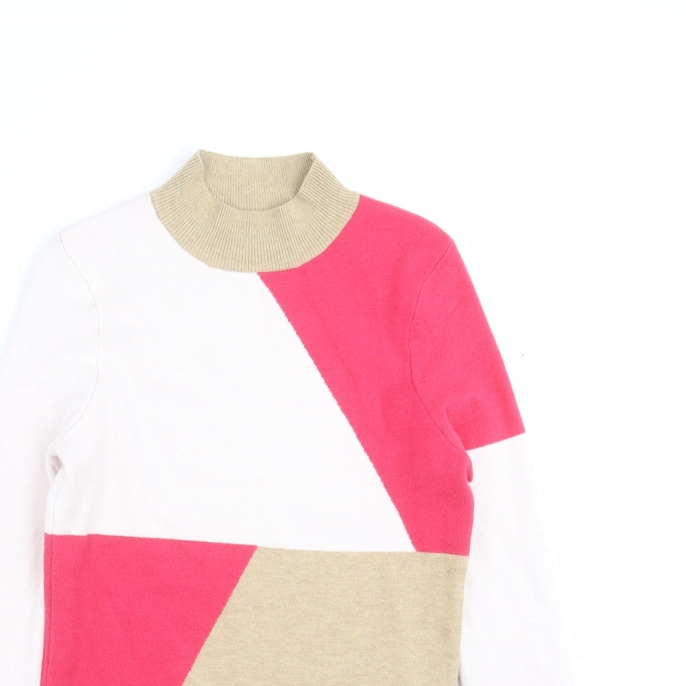 Marks and Spencer Womens Beige Geometric Knit Pullover Jumper Size 8