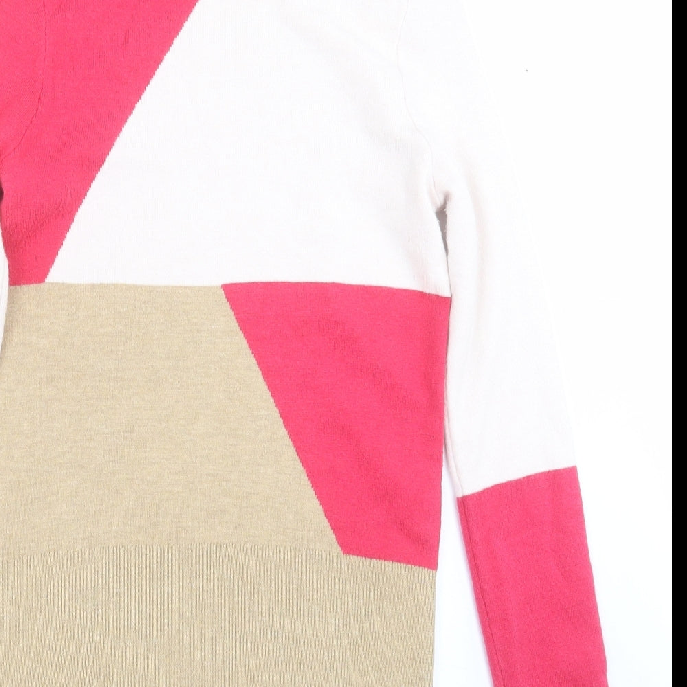 Marks and Spencer Womens Beige Geometric Knit Pullover Jumper Size 8