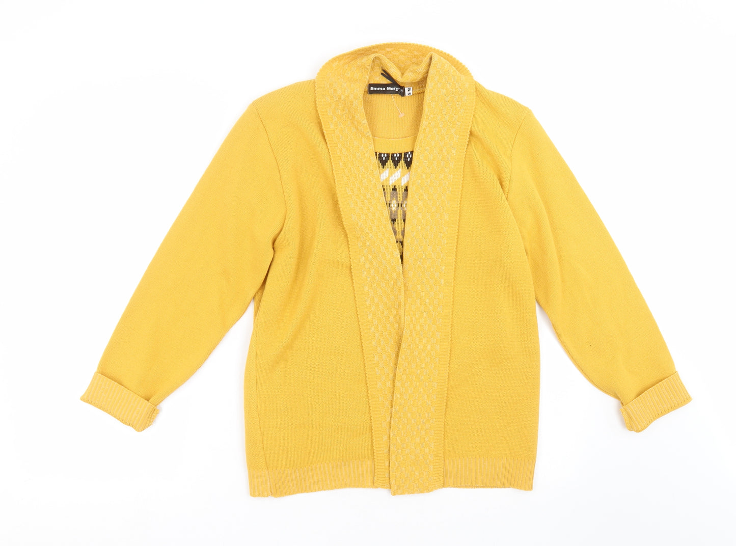 Emma Morgan Womens Yellow Geometric Knit Pullover Jumper Size S